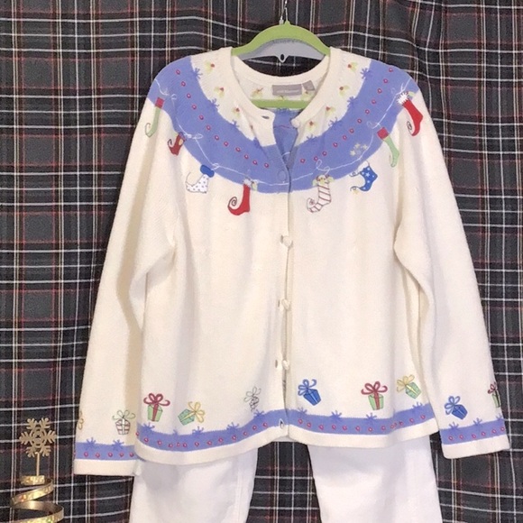 🎄CROFT & BARROW Cream Fair Isle Christmas Holiday Knit Sweater - Picture 8 of 8